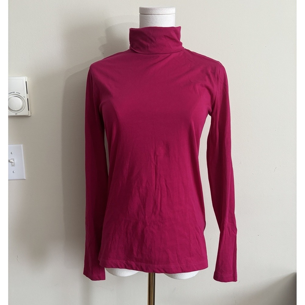 J Crew Womens XS Small Tissue Turtleneck Hot Pink Cotton Cute Preppy Office Chic